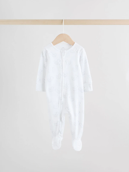 Grey Baby Two Way Zip Sleepsuits 3 Pack | Next_3