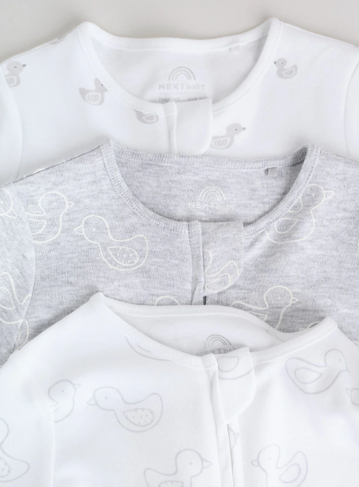 Grey Baby Two Way Zip Sleepsuits 3 Pack | Next_6