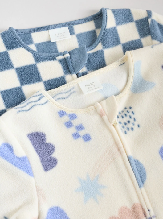 Blue Baby Micro Fleece Two Way Zip Sleepsuits 2 Pack | Next_3