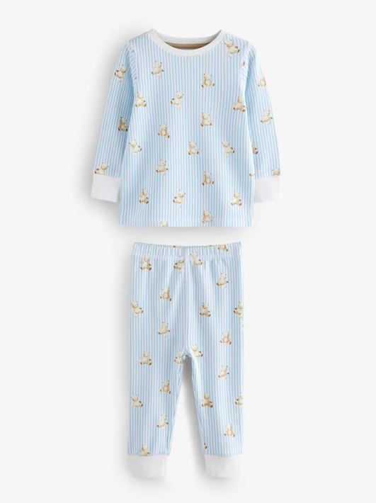 Blue/Ecru Baby Bear Snuggle Pyjamas 3 Pack | Next_1