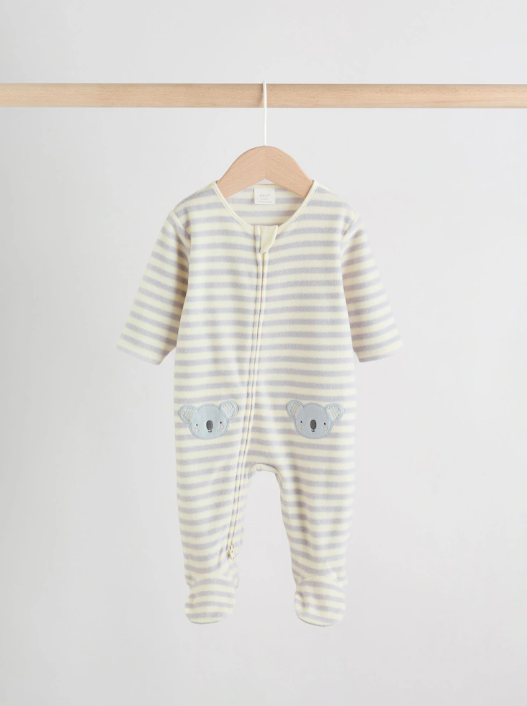 Grey Baby Micro Fleece Two Way Zip Sleepsuits 2 Pack | Next_2