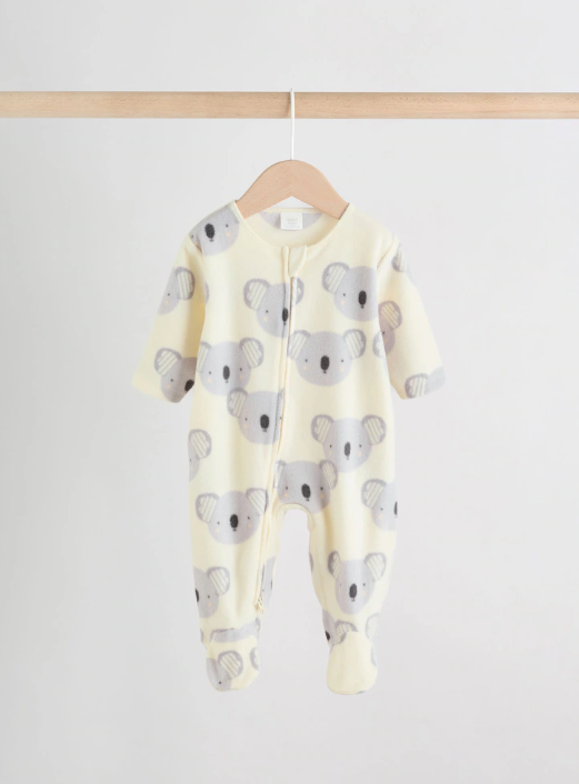 Grey Baby Micro Fleece Two Way Zip Sleepsuits 2 Pack | Next_1