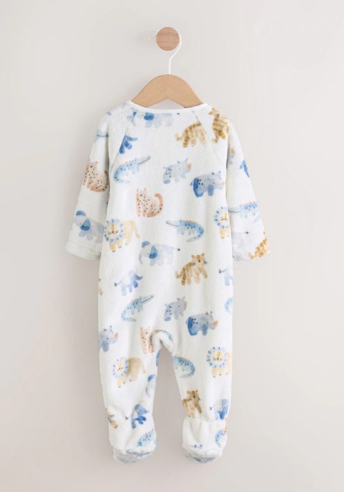 Ecru Safari Fleece Baby Sleepsuit | Next_1