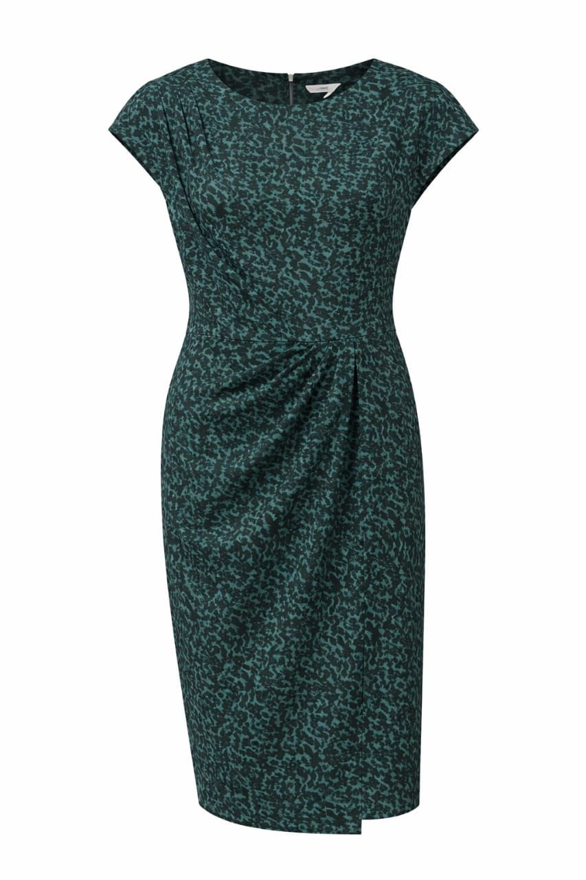 Dark Green Print Ladies Dress     _0