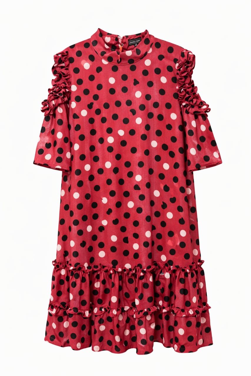 Pink Dotted Ladies Dress  _0