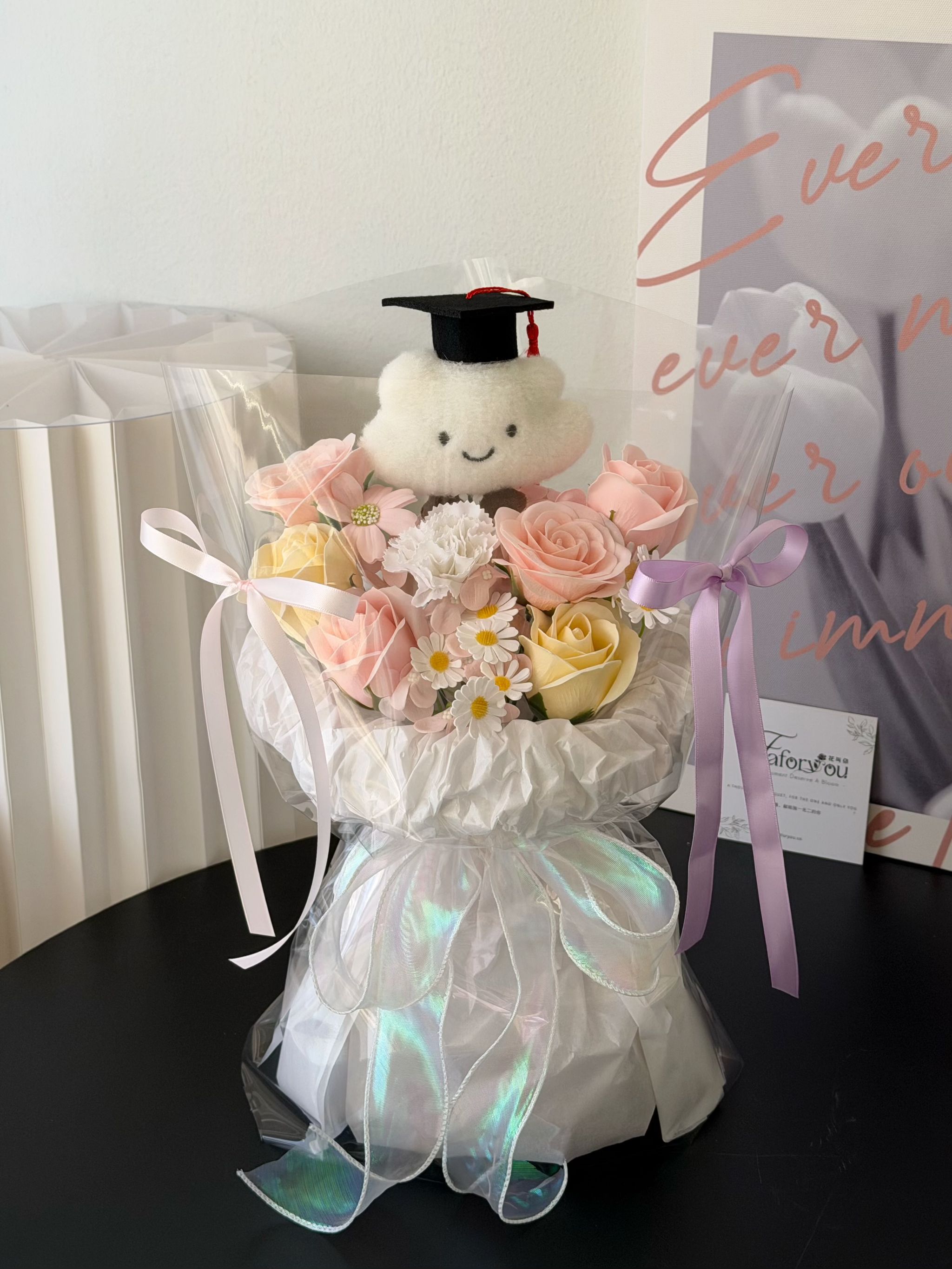 (GC002) Graduation Cloud Doll Soap Flower Bouquet _0