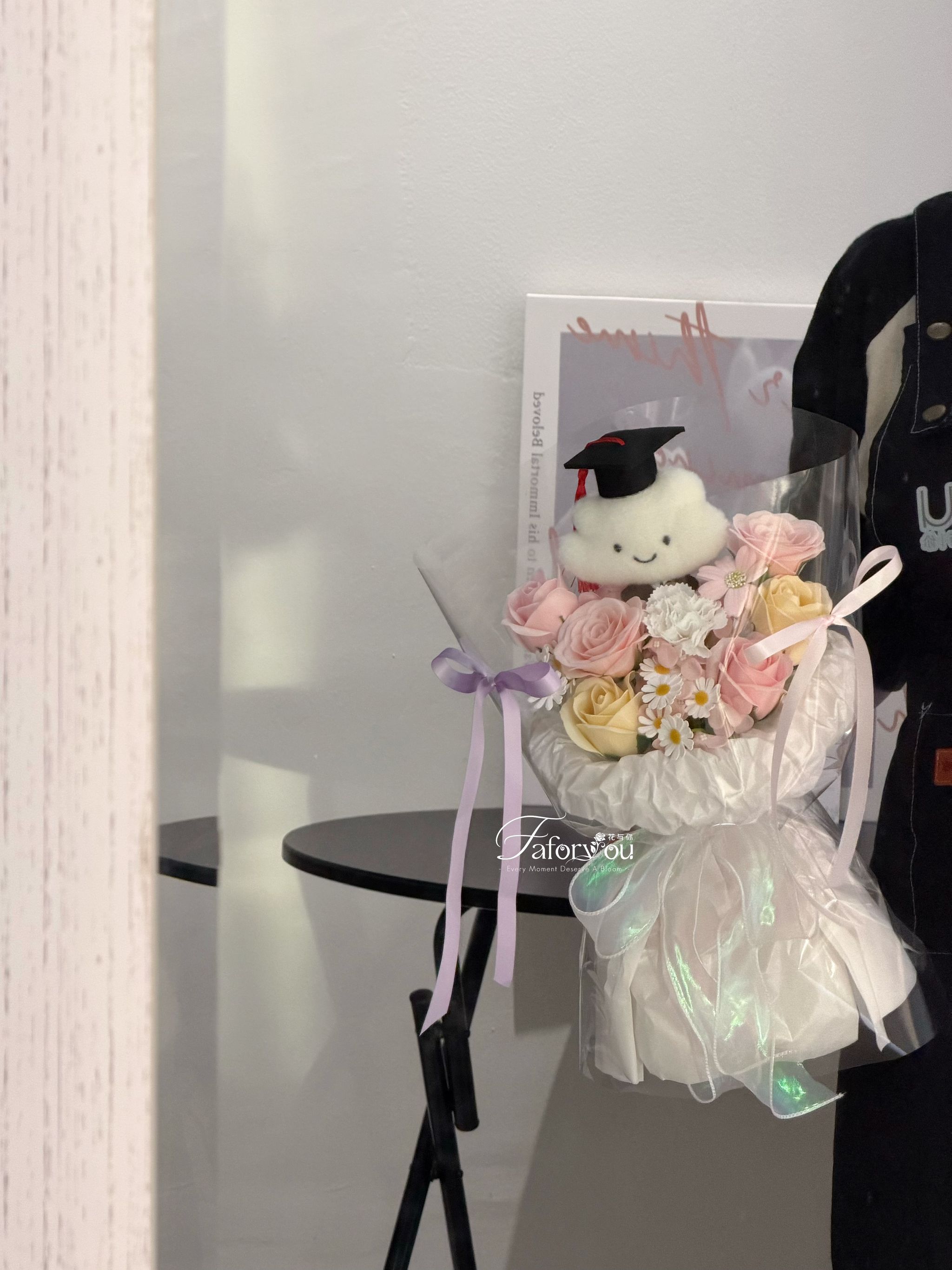 (GC002) Graduation Cloud Doll Soap Flower Bouquet _2