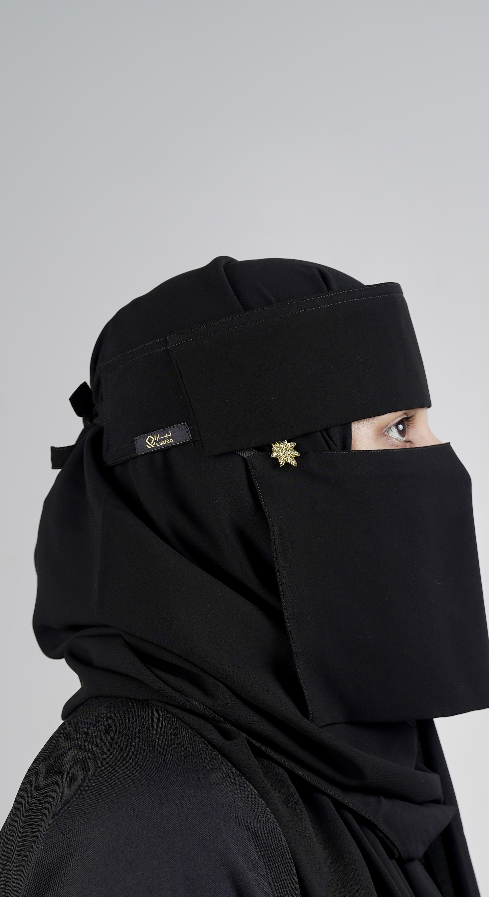 Mini small Double Layer Niqab with leaf locket (6 inch X 12 inch)_0