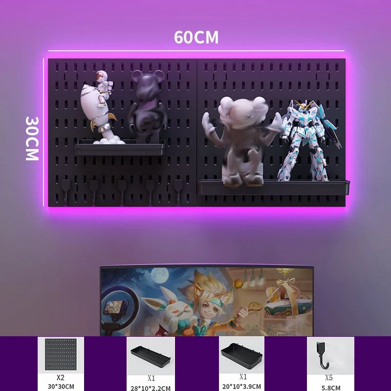 Kit de Painel Perfurado para Parede - Organizador de Painel Perfurado Reforçado com Acessórios (Ganchos, Suportes e Clips para Prateleiras)_3