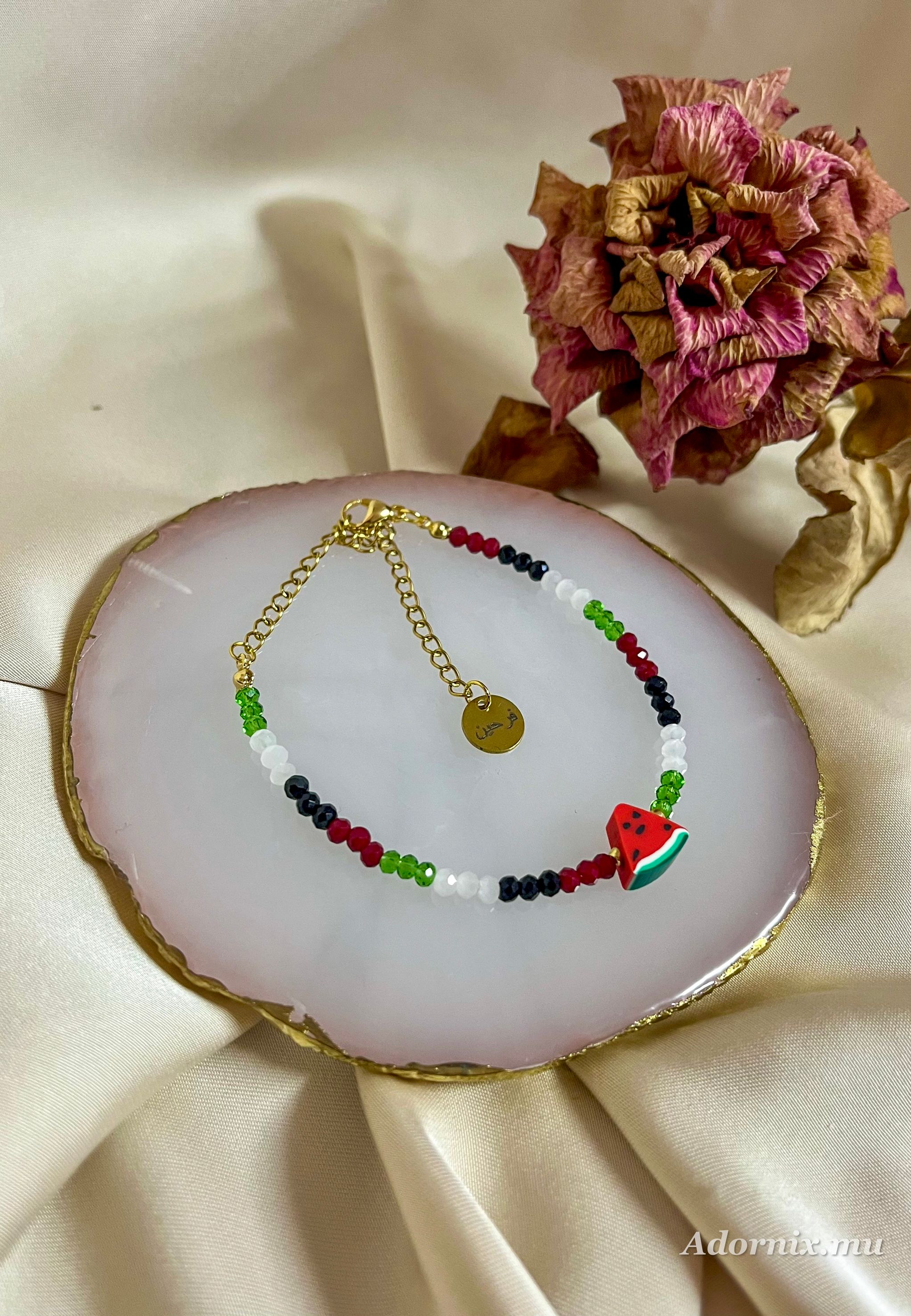 Palestine Beaded Bracelet with Engraving_0