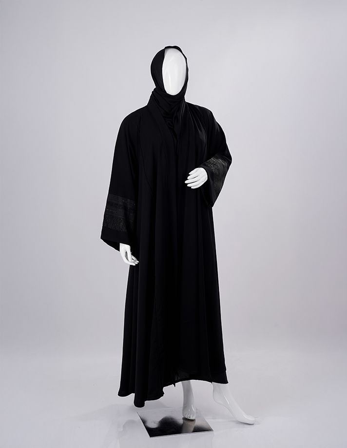 Royal Lace Cuff Premium Black Abaya_0