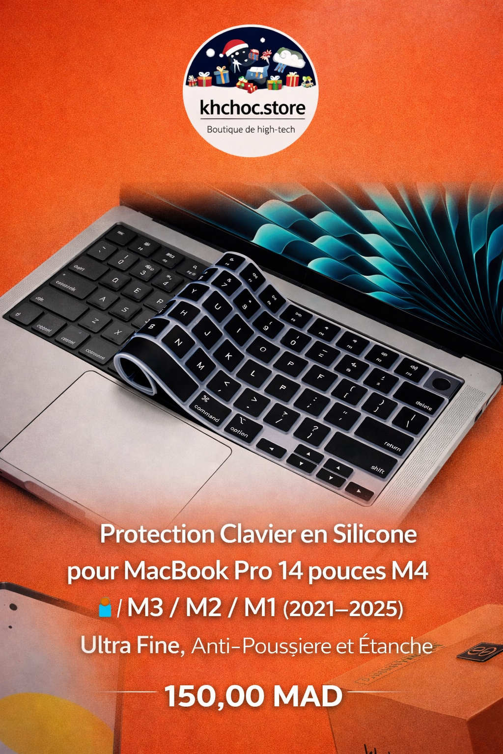 Protection Clavier en Silicone pour MacBook Pro 14 pouces M4 / M3 / M2 / M1 (2021–2025) – Ultra Fine, Anti-Poussière et Étanche_0