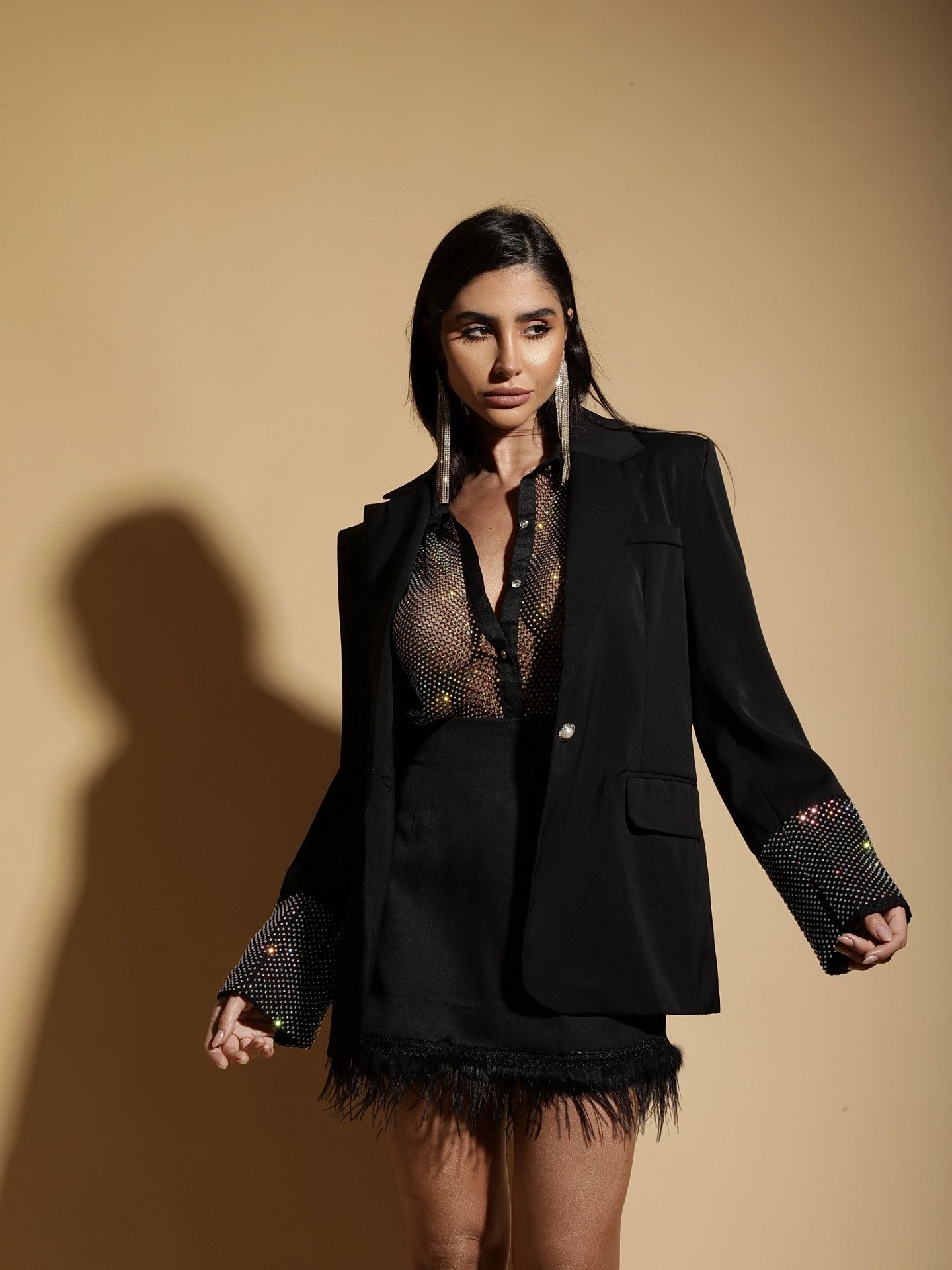 Blazer Sastrería Puño con Strass Black - GLOW_4