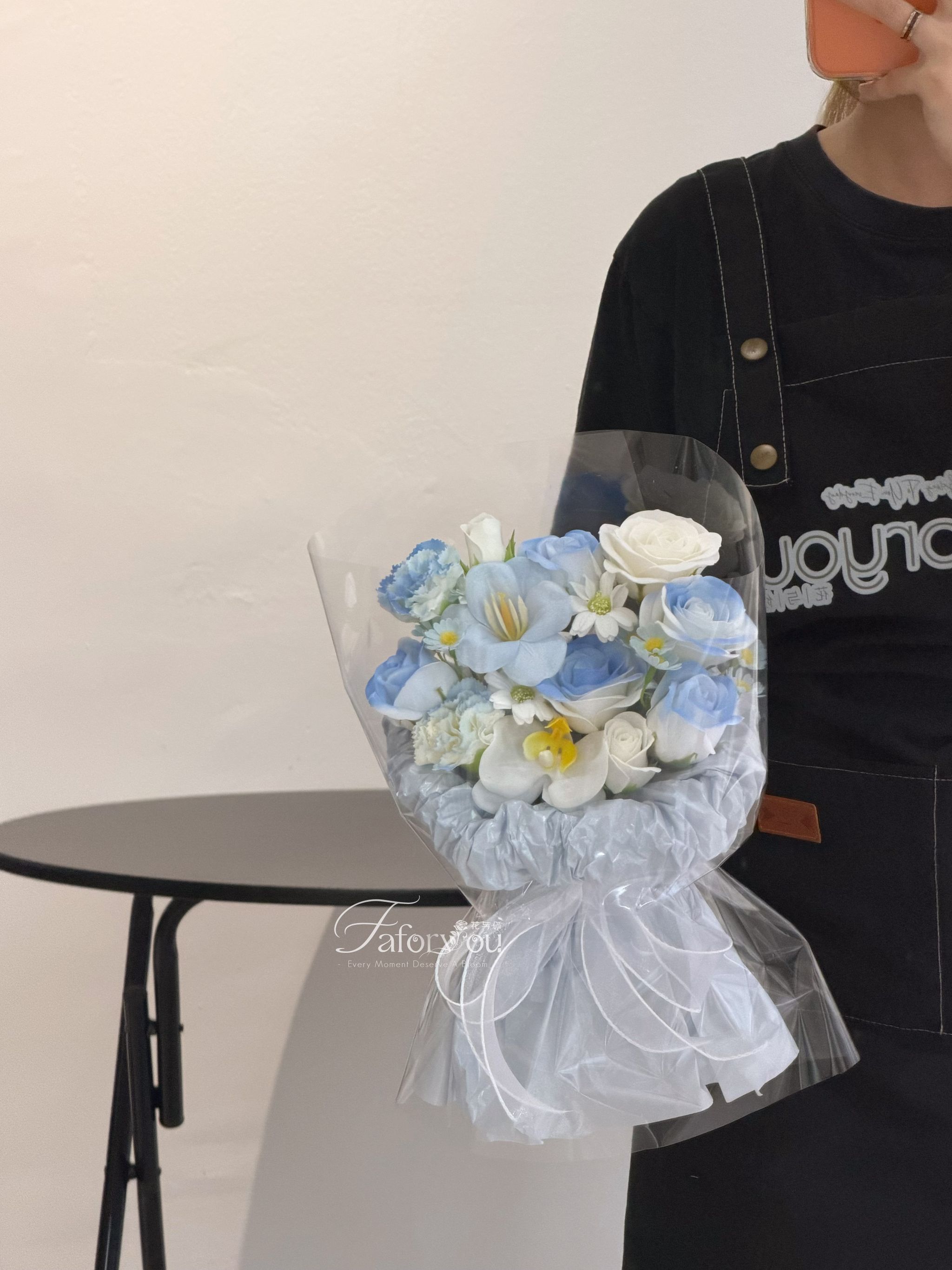 Blue Series Soap Flower Mixed Pao Pao Bouquet  _1