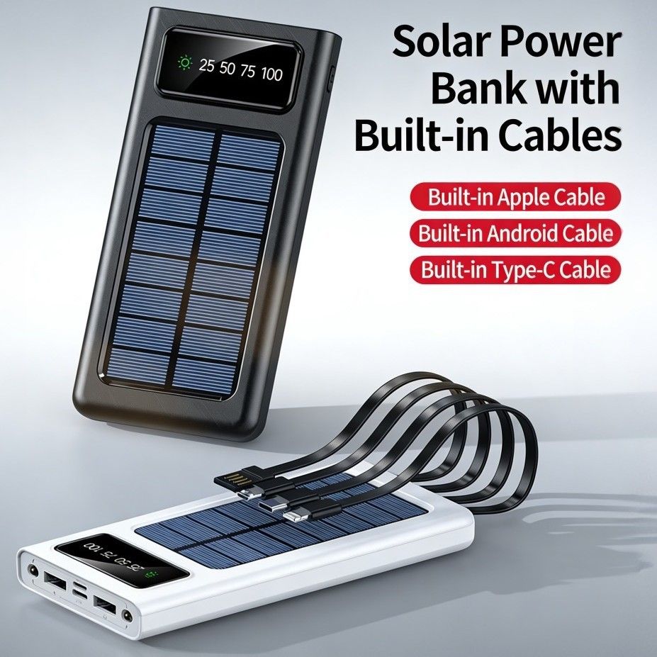 POWERBANK AVEC CABLES INTÉGRÉS SOLAIRE _0