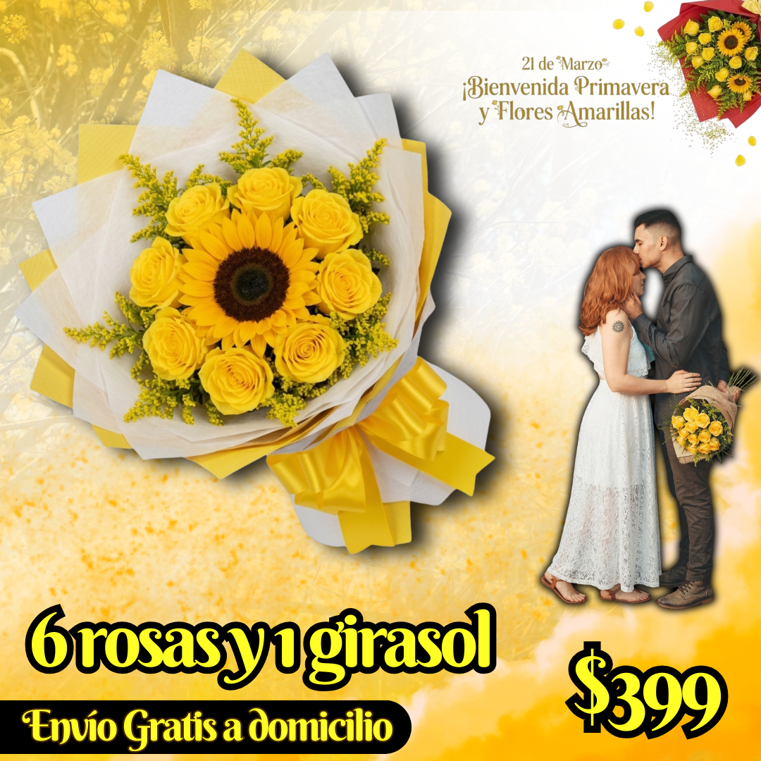 6 rosas y 1 girasol_0
