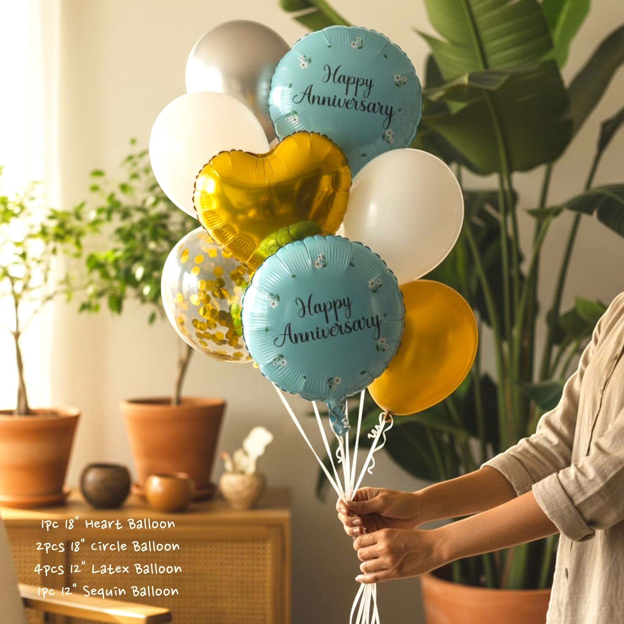 Premium Teal and Gold Anniversary Decor Engagement Anniversary Balloon Decor_5