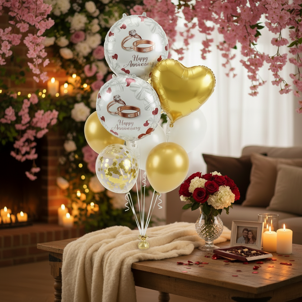 Premium Teal and Gold Anniversary Decorations for Couples_4