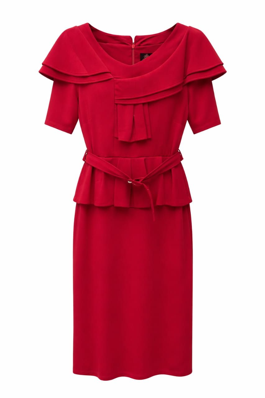 Red Peplum Ladies Dress _0