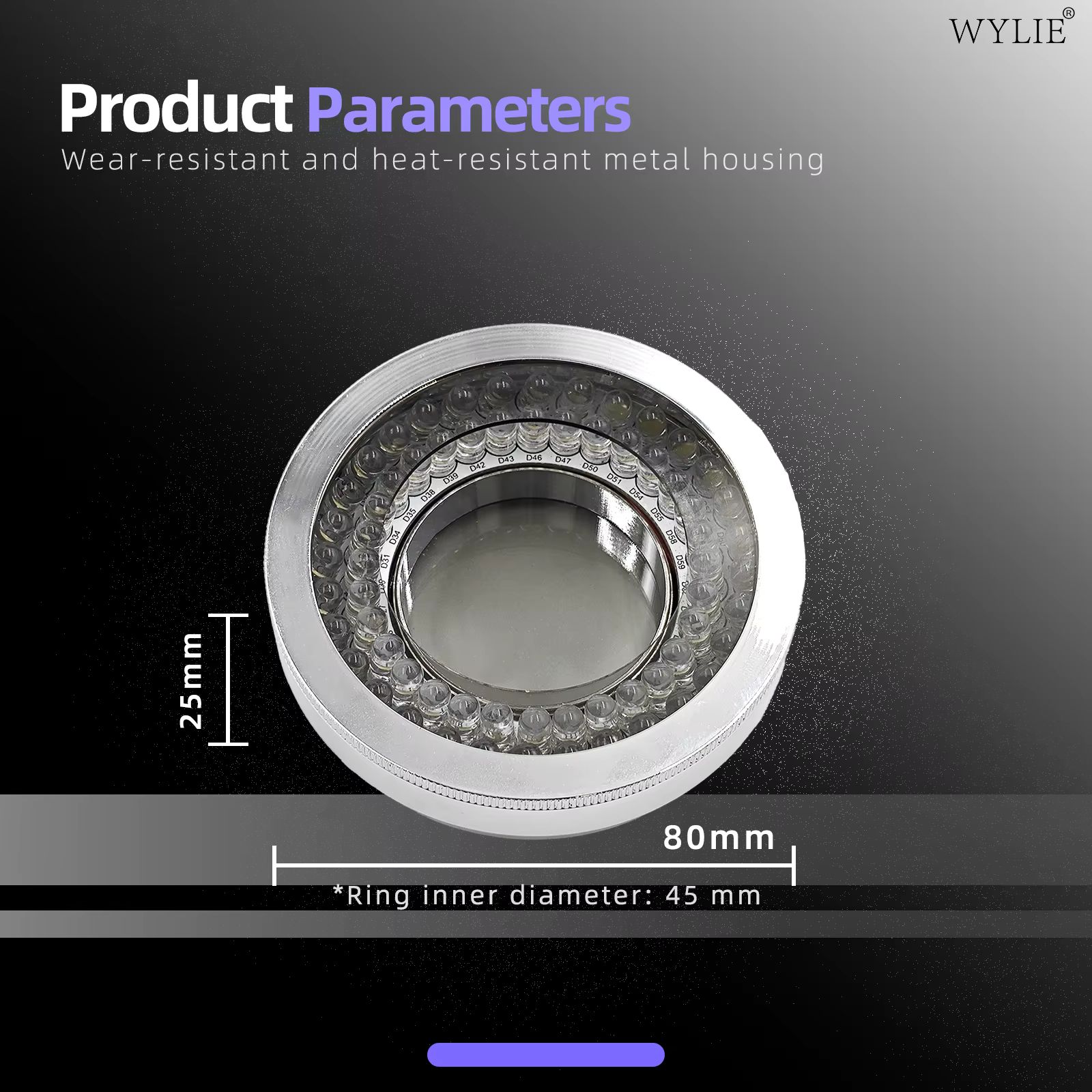WYLIE WL-208V High Lumen Adjustable Microscope 64 LED Spotlighting Beads Polarized Ring Light Source for Microscopes_1