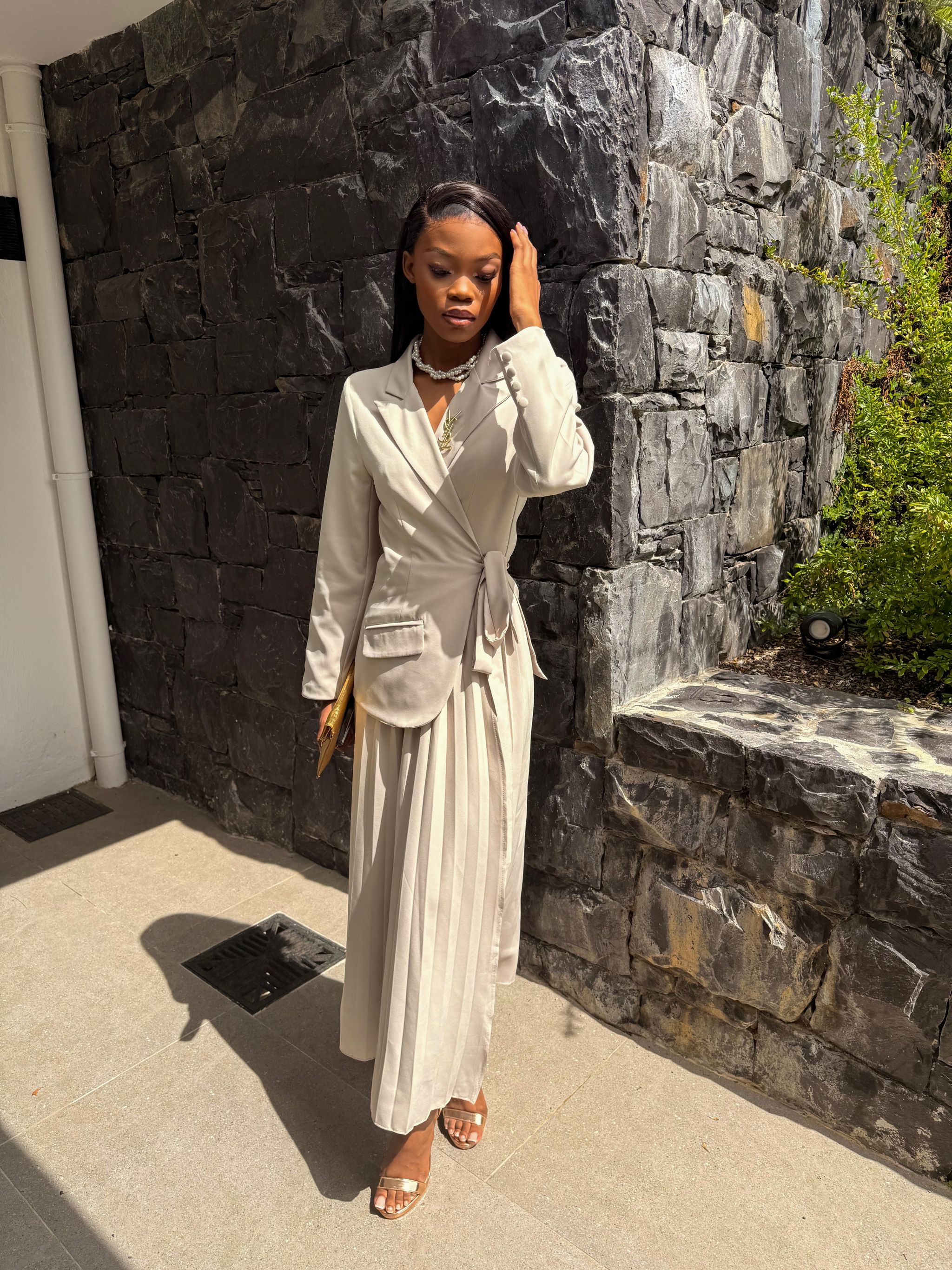 Chic pleat Blazer ensemble _1