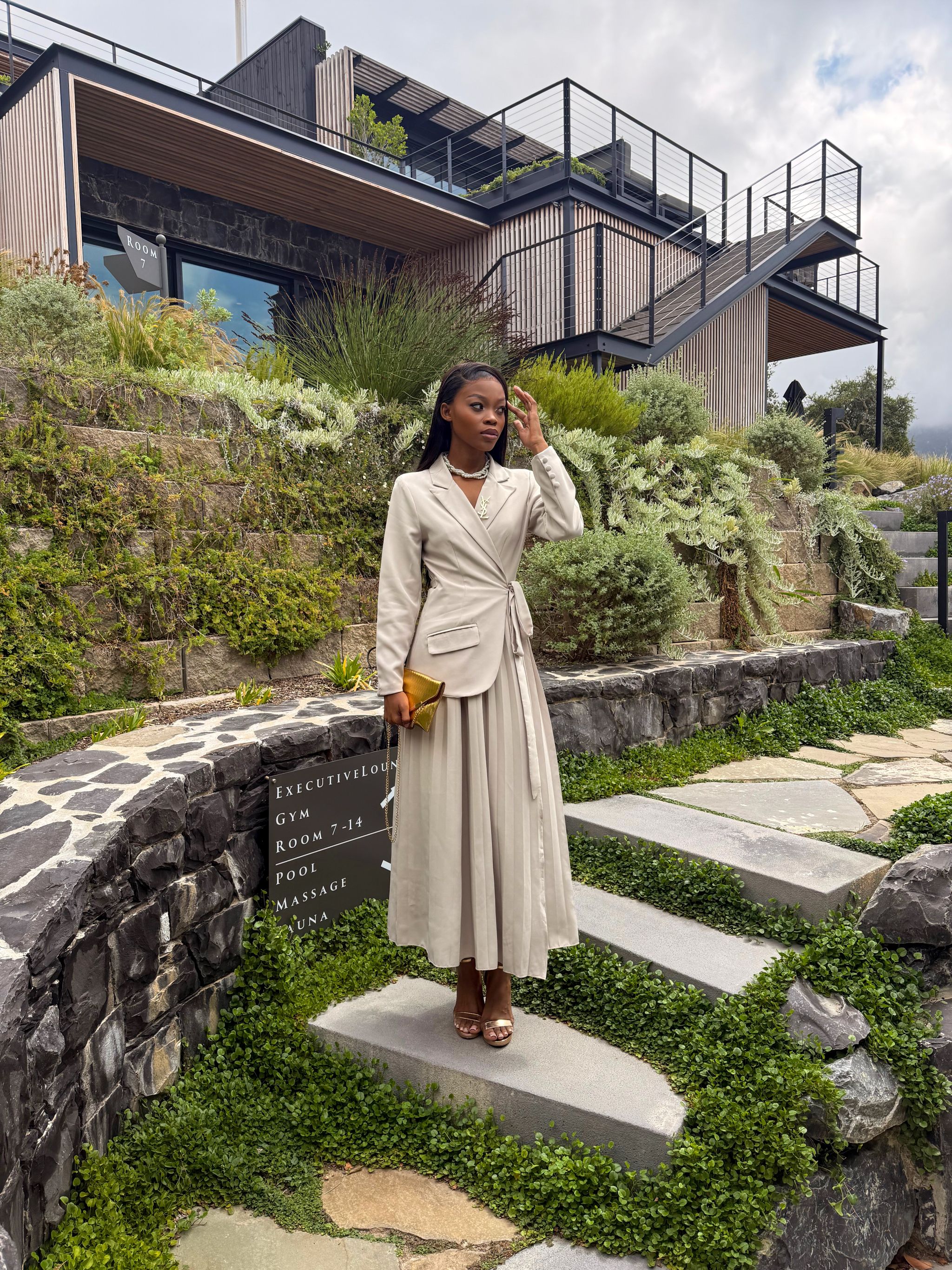 Chic pleat Blazer ensemble _4