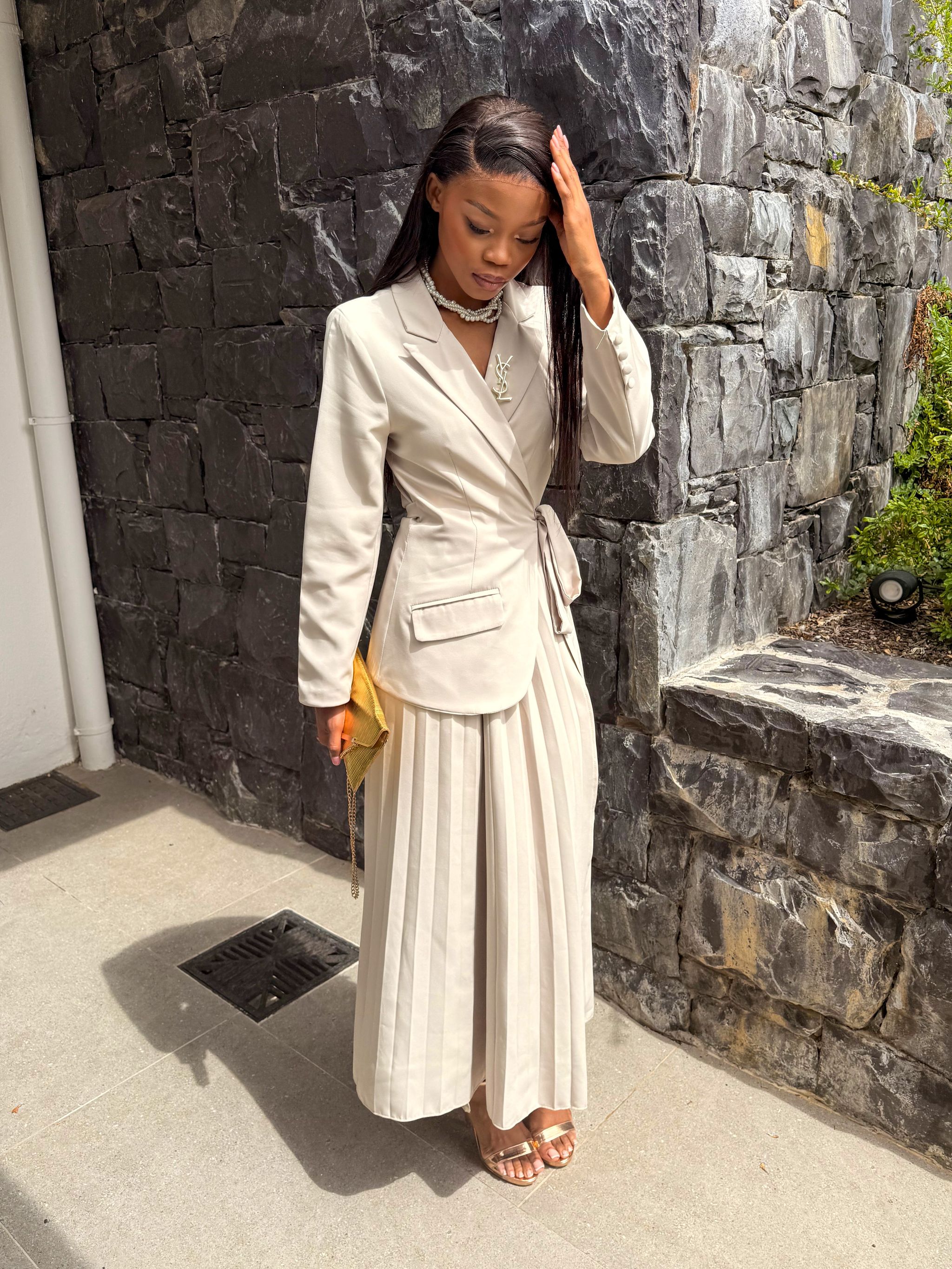 Chic pleat Blazer ensemble _0