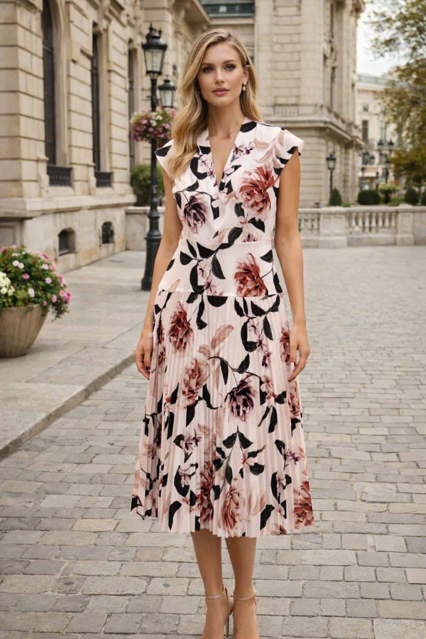 Multi Floral Pleated Dress_0