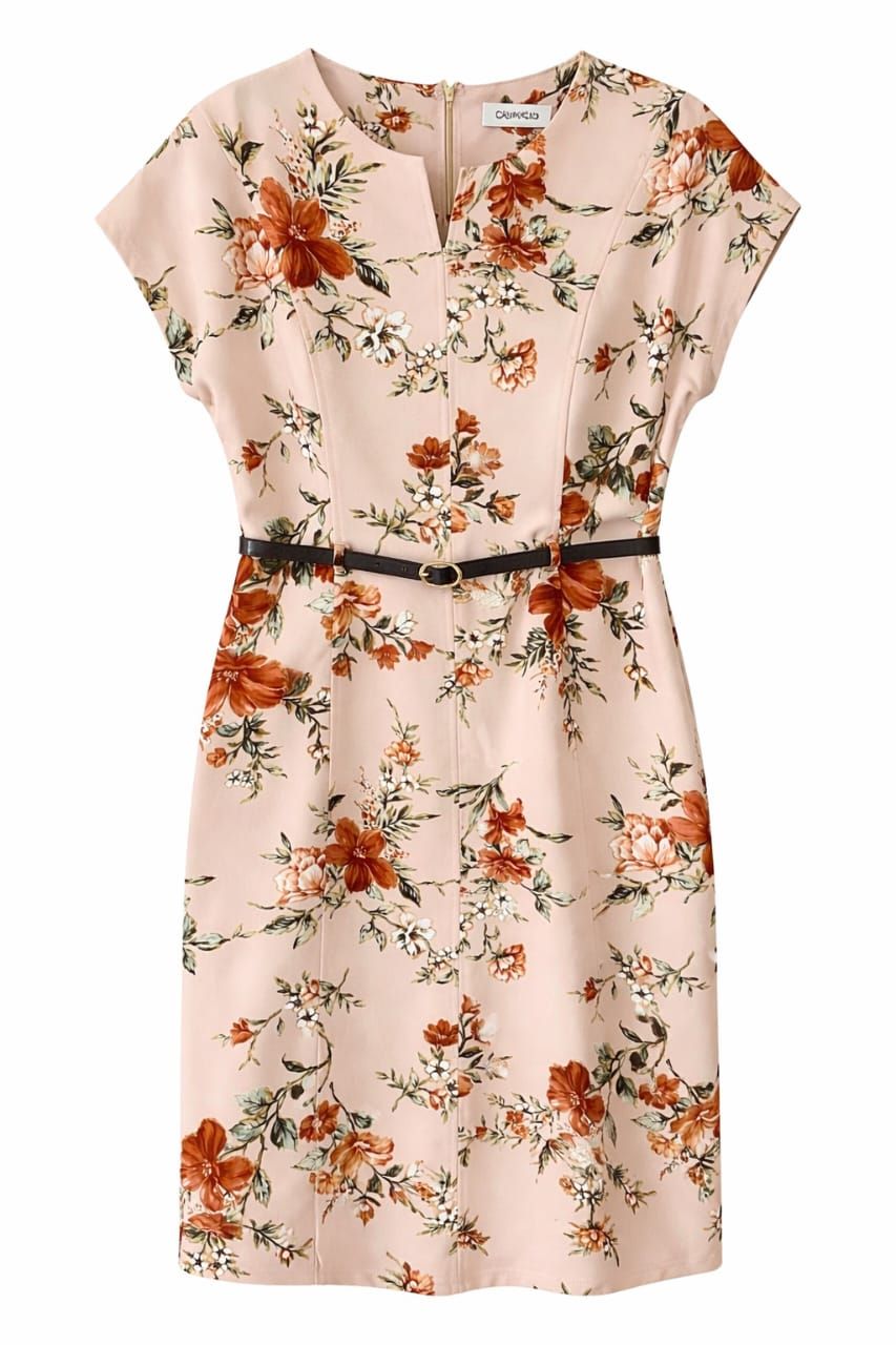 Peach Floral Ladies Dress _0