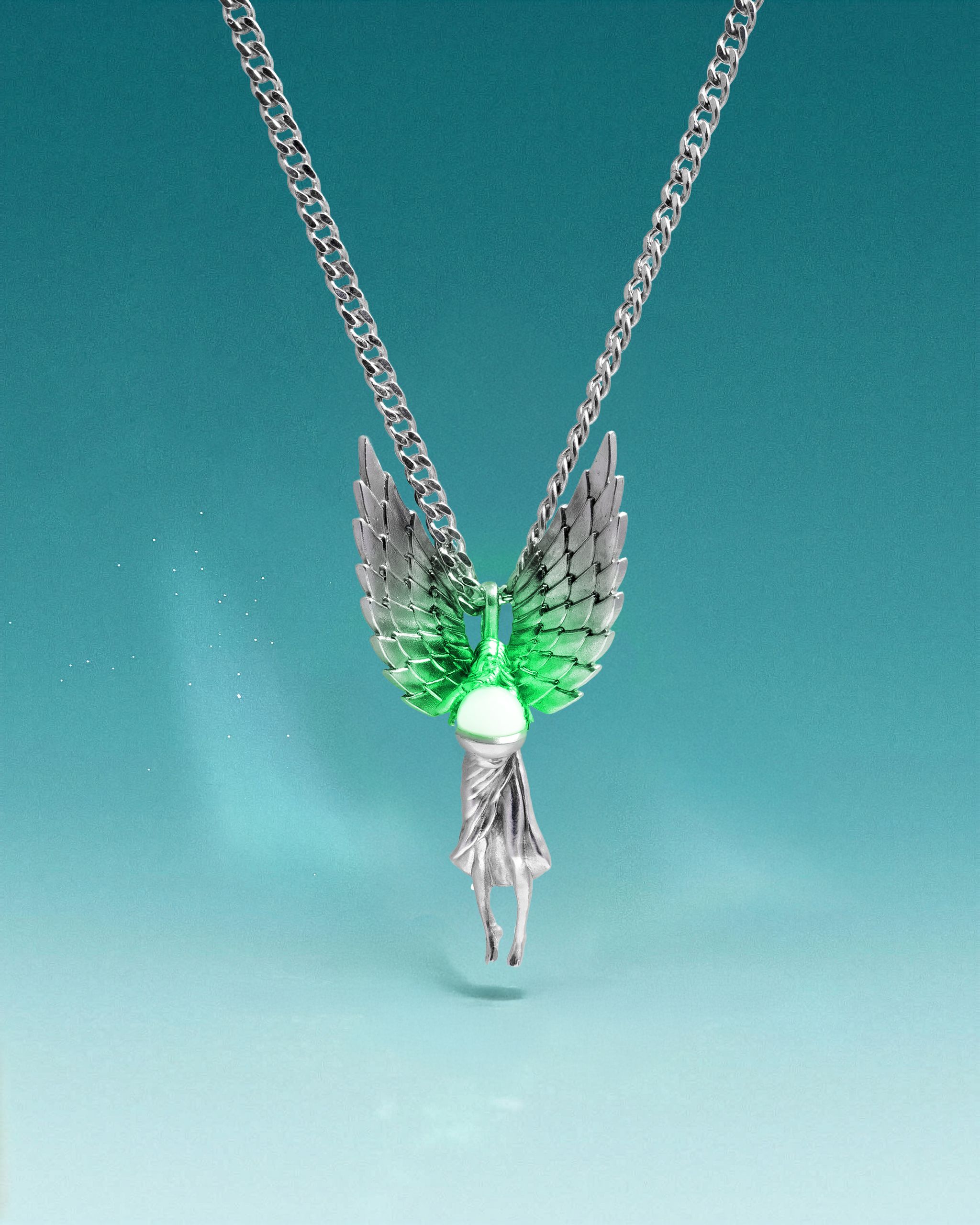 Angel of the Black Lagoon - Silver Talisman with Sacred Water Core_0