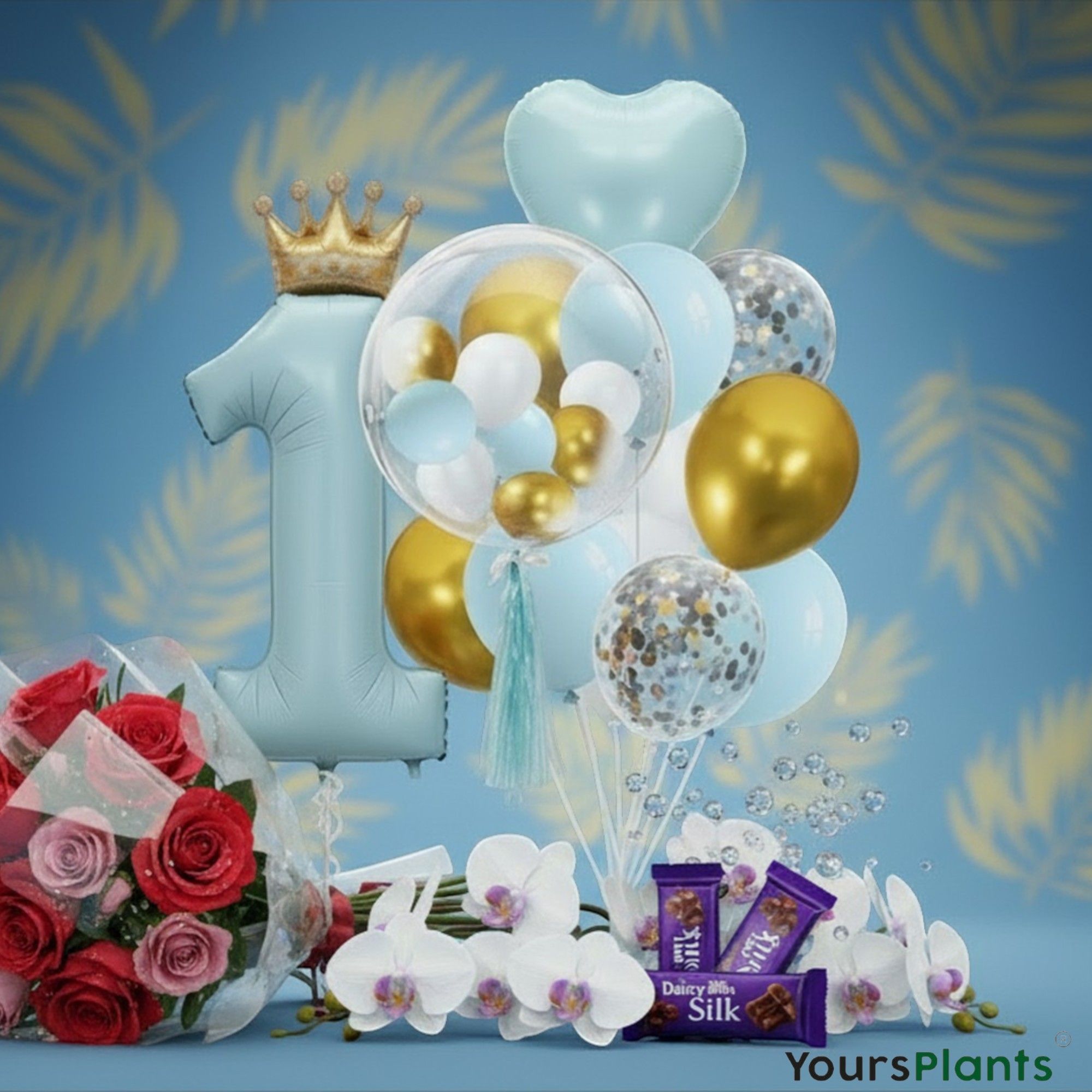 Luxury Blue & Gold First Birthday Balloon Set for Boys - 25pc Prince Theme_6