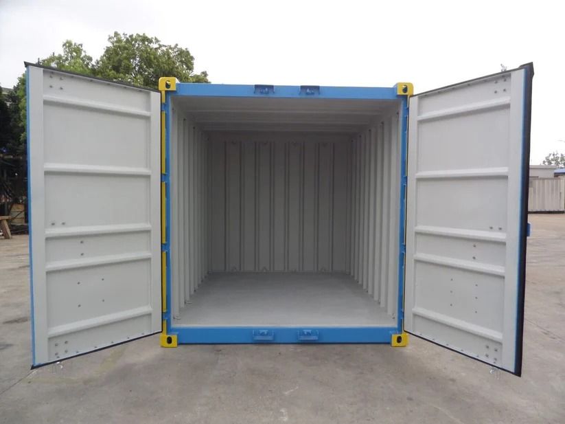 Contenedor marítimo de 10 pies – De segunda mano (azul/amarillo)_2