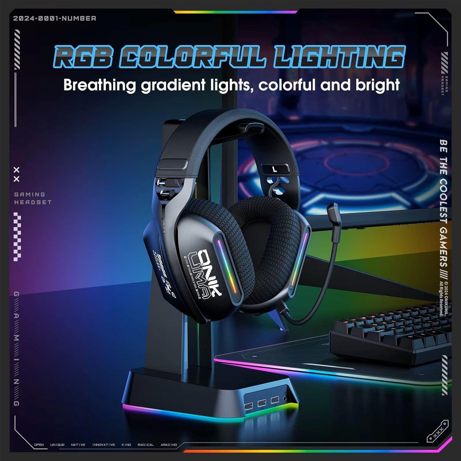  Fone de ouvido para  Gaming sem fio (BT v5.3 + 2.4G + com fio) para PS5, PC, PS4, Nintendo Switch, com cancelamento de ruído._3