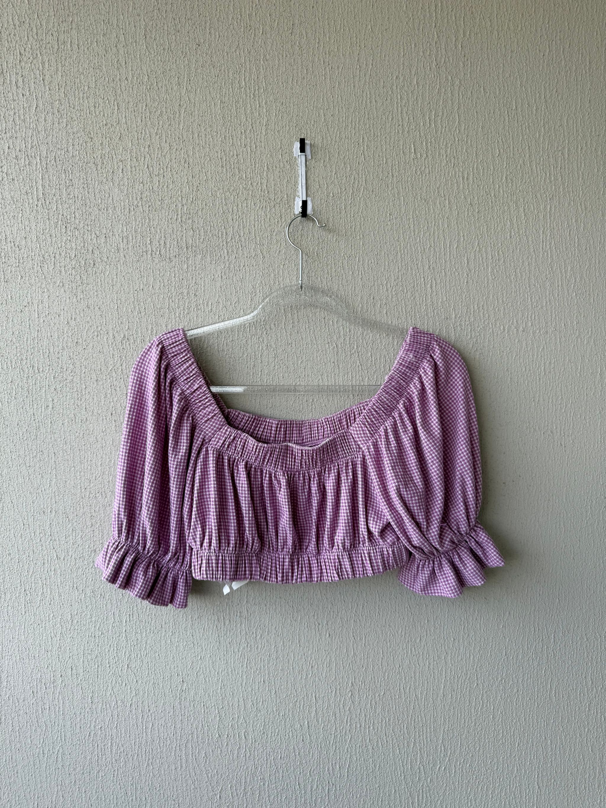 Crop top lila a cuadros _0
