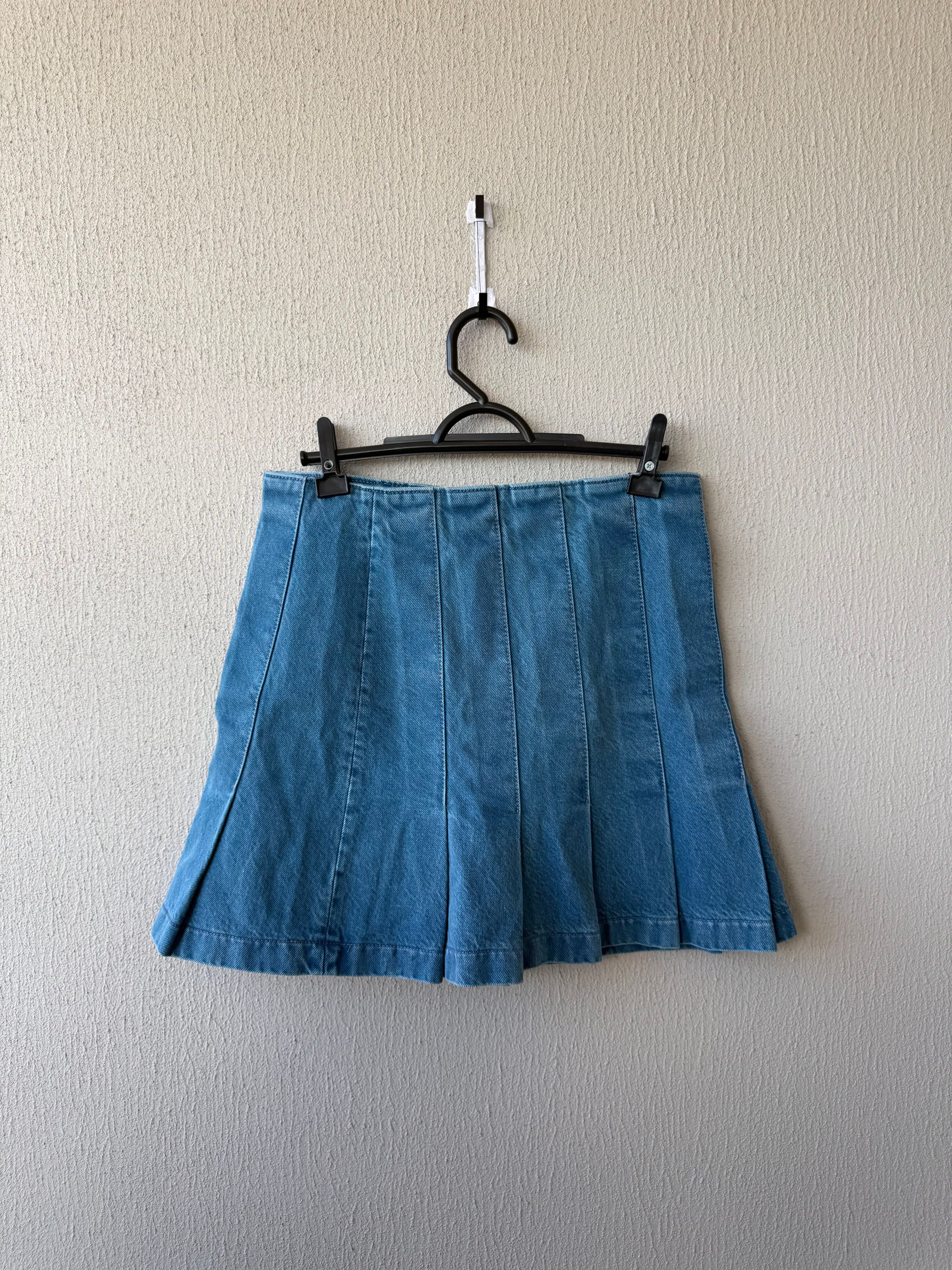 Falda de jean de Tablas Estilo Tenis - Azul Lavado_0