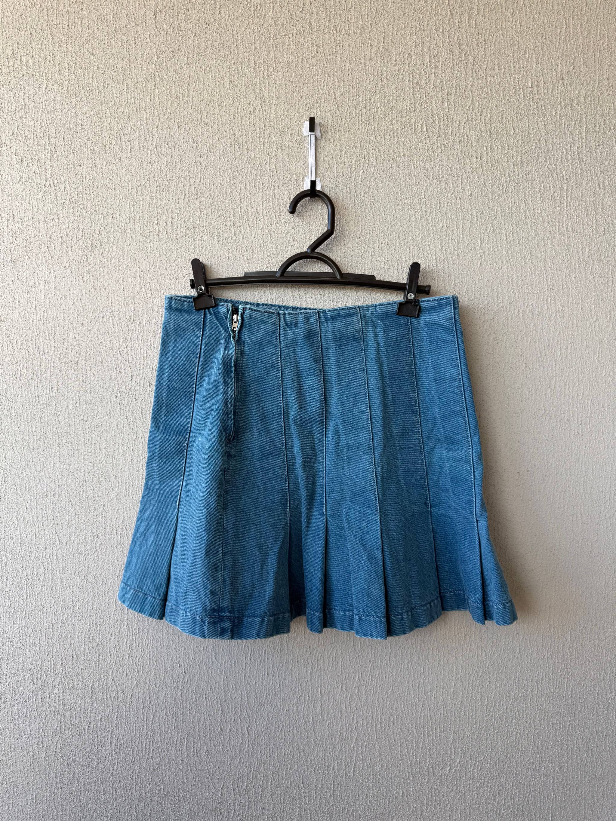 Falda de jean de Tablas Estilo Tenis - Azul Lavado_1