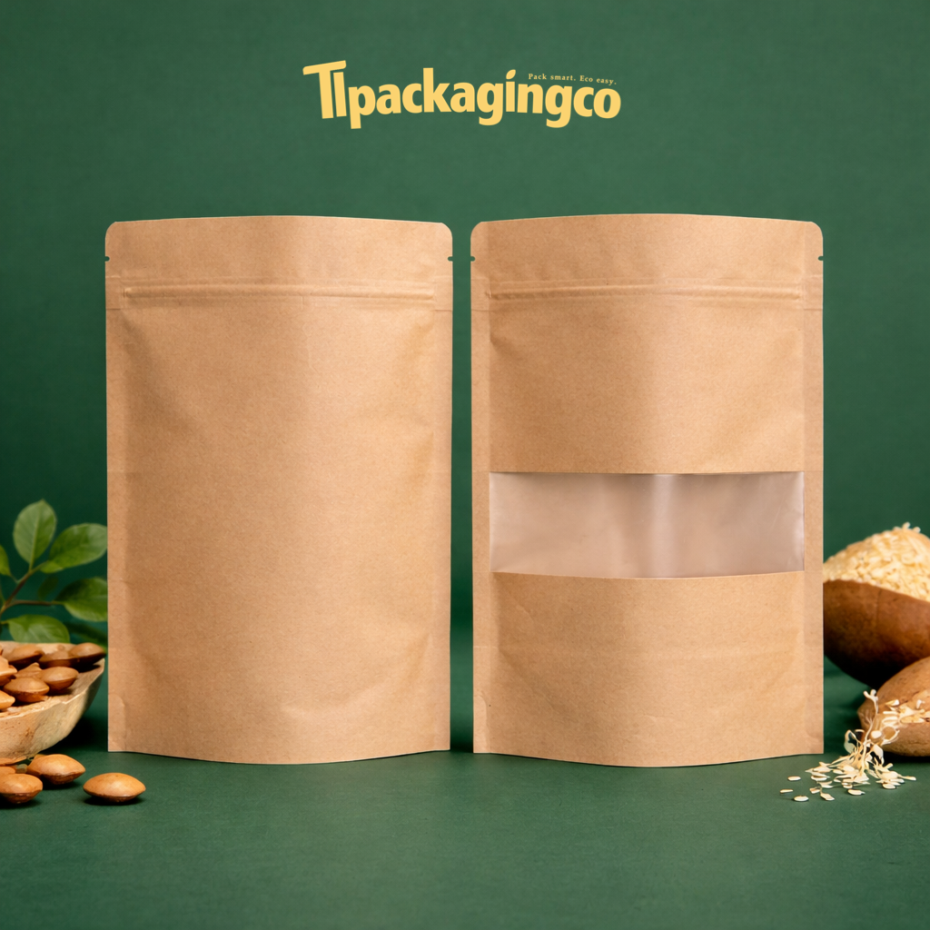 Kraft Pouch with window - 14x22cm_0