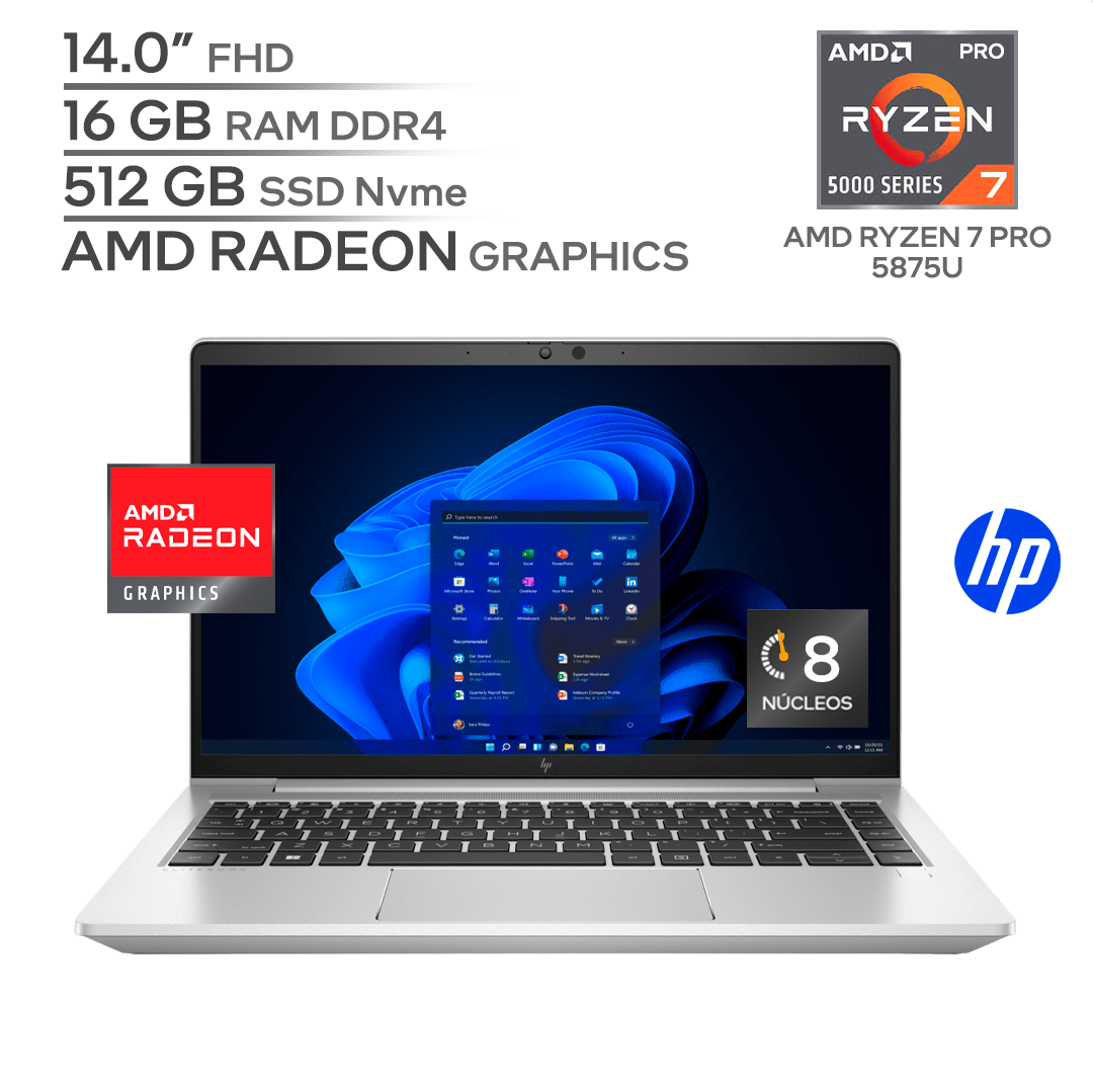 HP ELITEBOOK 645 G9 / AMD RYZEN 7 PRO 5875U / RAM 16 GB DDR4 / SSD 512 GB Nvme / 14.0" FHD 1080P / WINDOWS 11 PRO_0