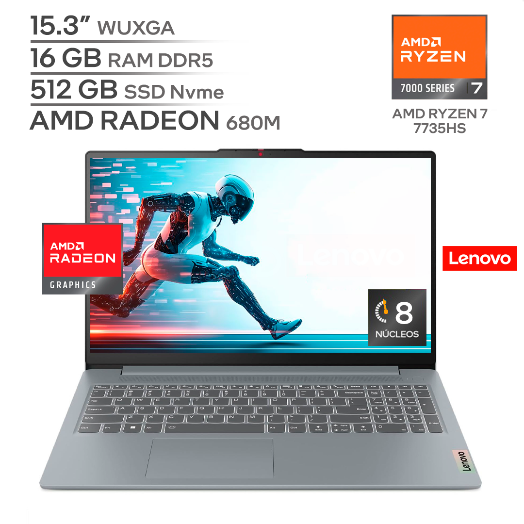 LENOVO IDEAPAD SLIM 3 15ARP10 / AMD RYZEN 7 7735HS / RAM 16 GB DDR5 / SSD 512 GB Nvme / 15.3" WUXGA 1080P / WINDOWS 11_0