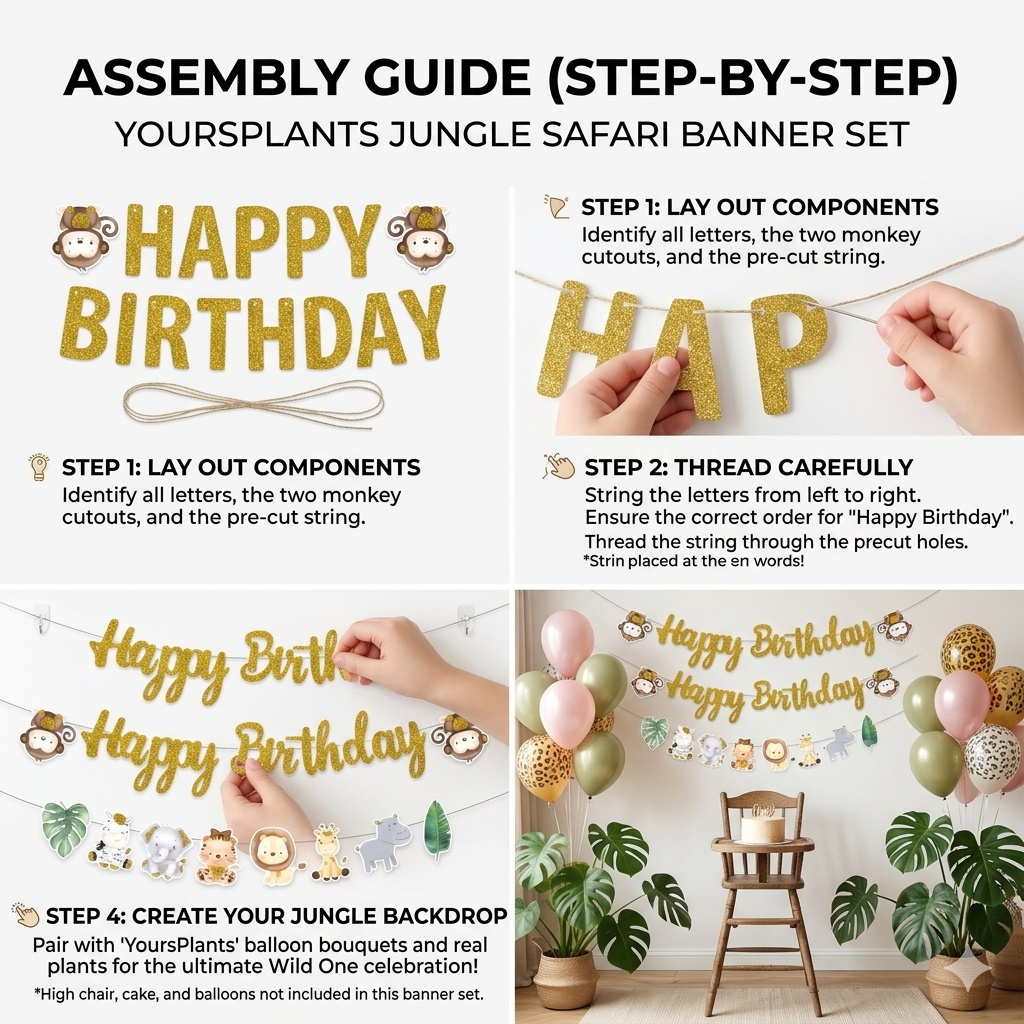 Happy Birthday Backdrop – Jungle \ Animals theme Cutouts _1