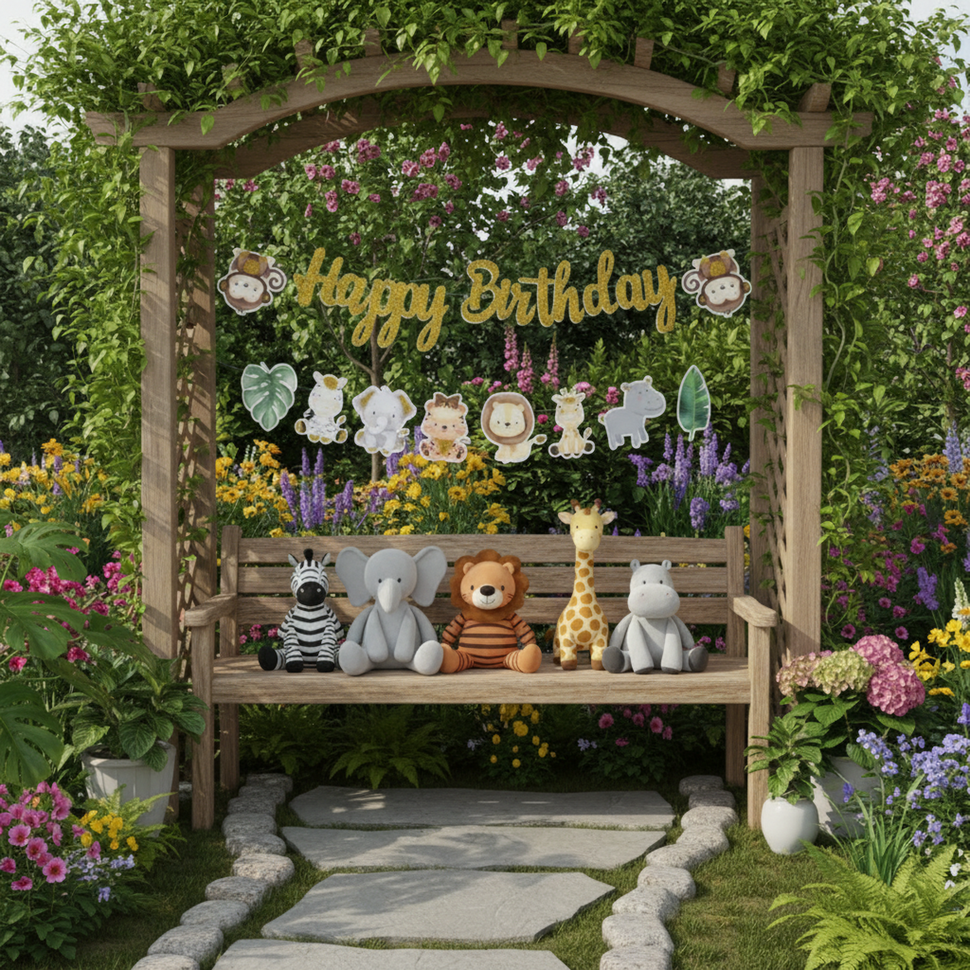 Happy Birthday Backdrop – Jungle \ Animals theme Cutouts _6