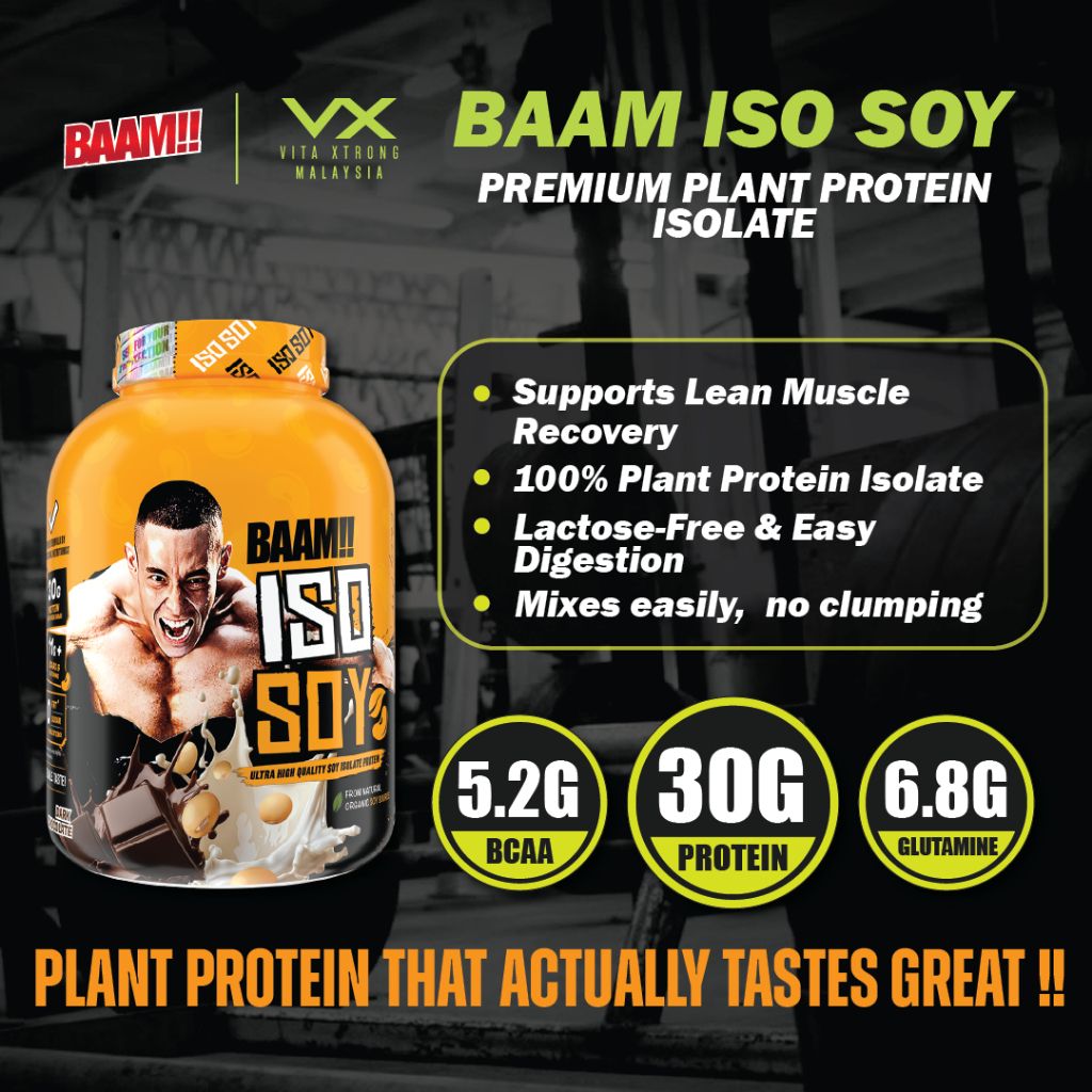 BAAM!!™ ISO-SOY Plant Protein Isolate (5lb / 2.3kg) | 30g Soy Isolate Protein • Vegan • Lactose-Free • Lab-Tested Premium Plant Protein [VX_1