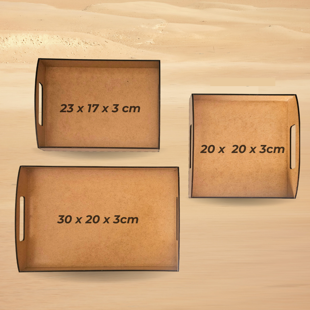 Wooden varnished activity trays with handles - set of 3_0