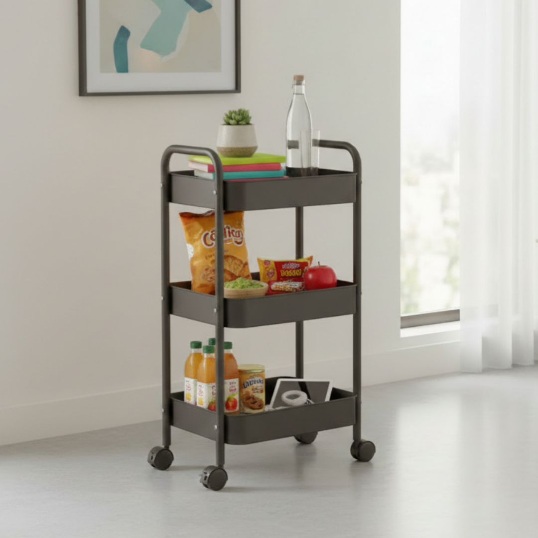 10500048 - 3 LAYER STEEL TROLLEY (BLACK)_0