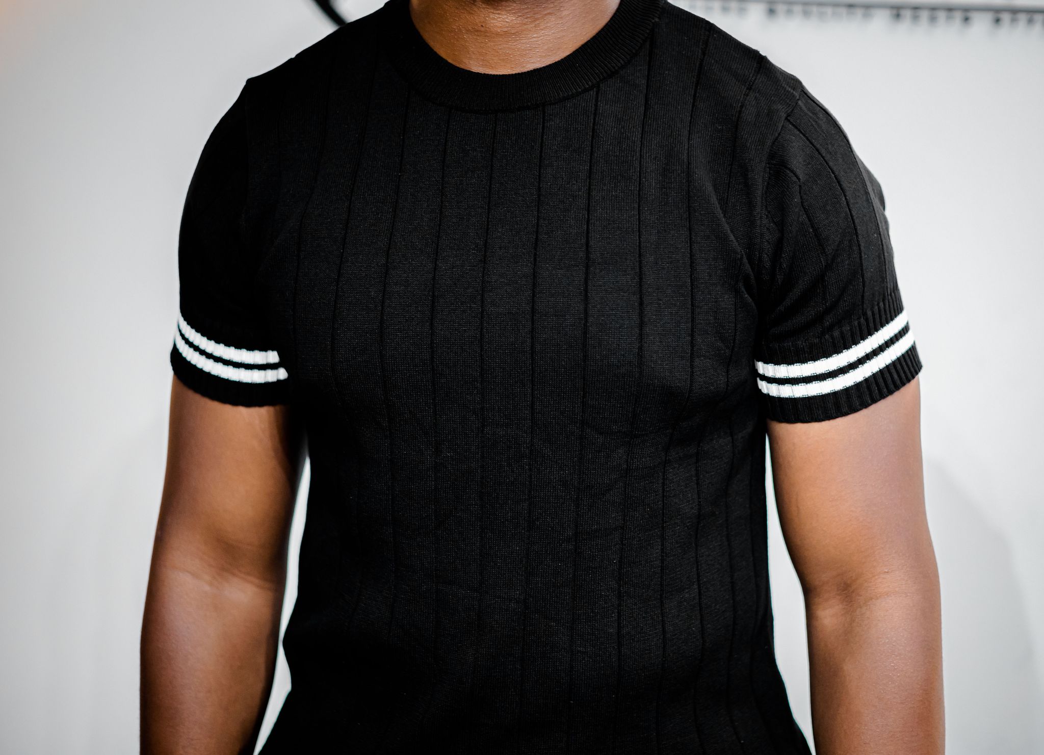 Stripped crewneck rib tee_1