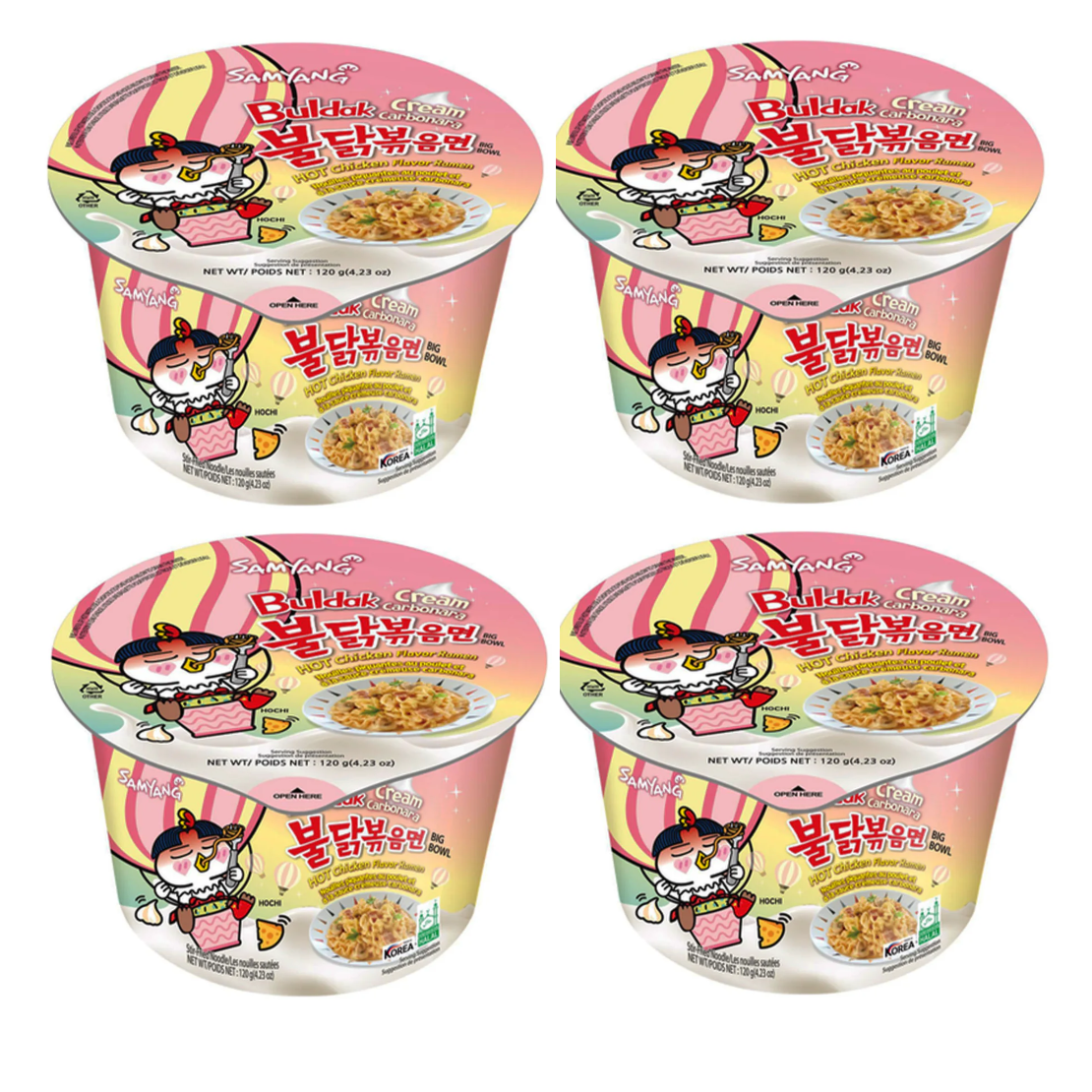 SAMYANG Hot Chicken Cream Carbonara Ramen Bowl 120g x 4_0