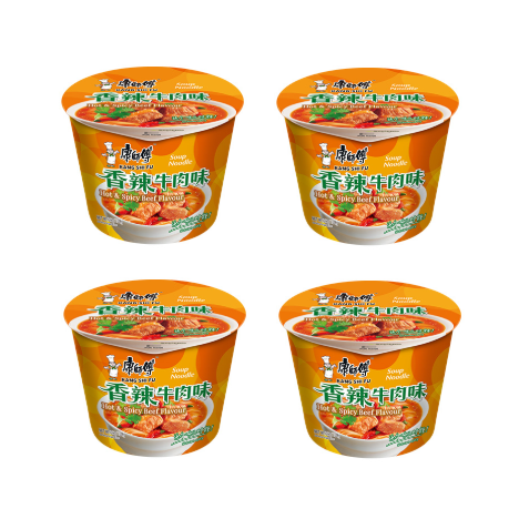 KANGSHIFU Instant Noodles Hot & Spicy Beef Bowl 4 x 108g_0