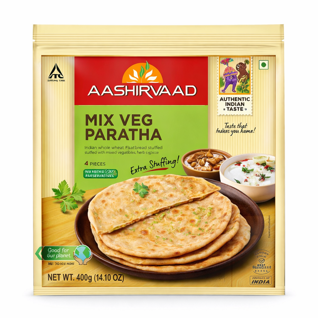 Aashirvaad Mix Veg Paratha 400g_0