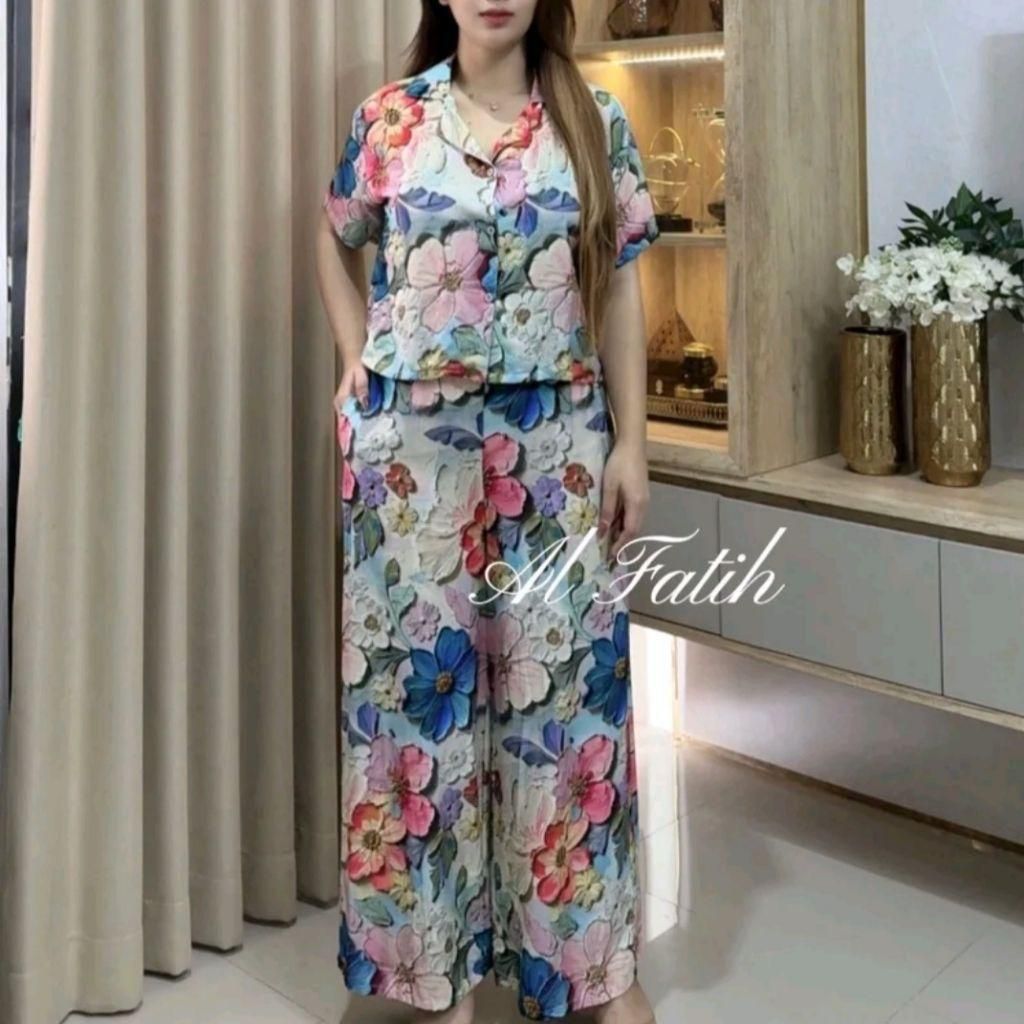 New One Set Crop Setelan Celana Kulot Wanita _1