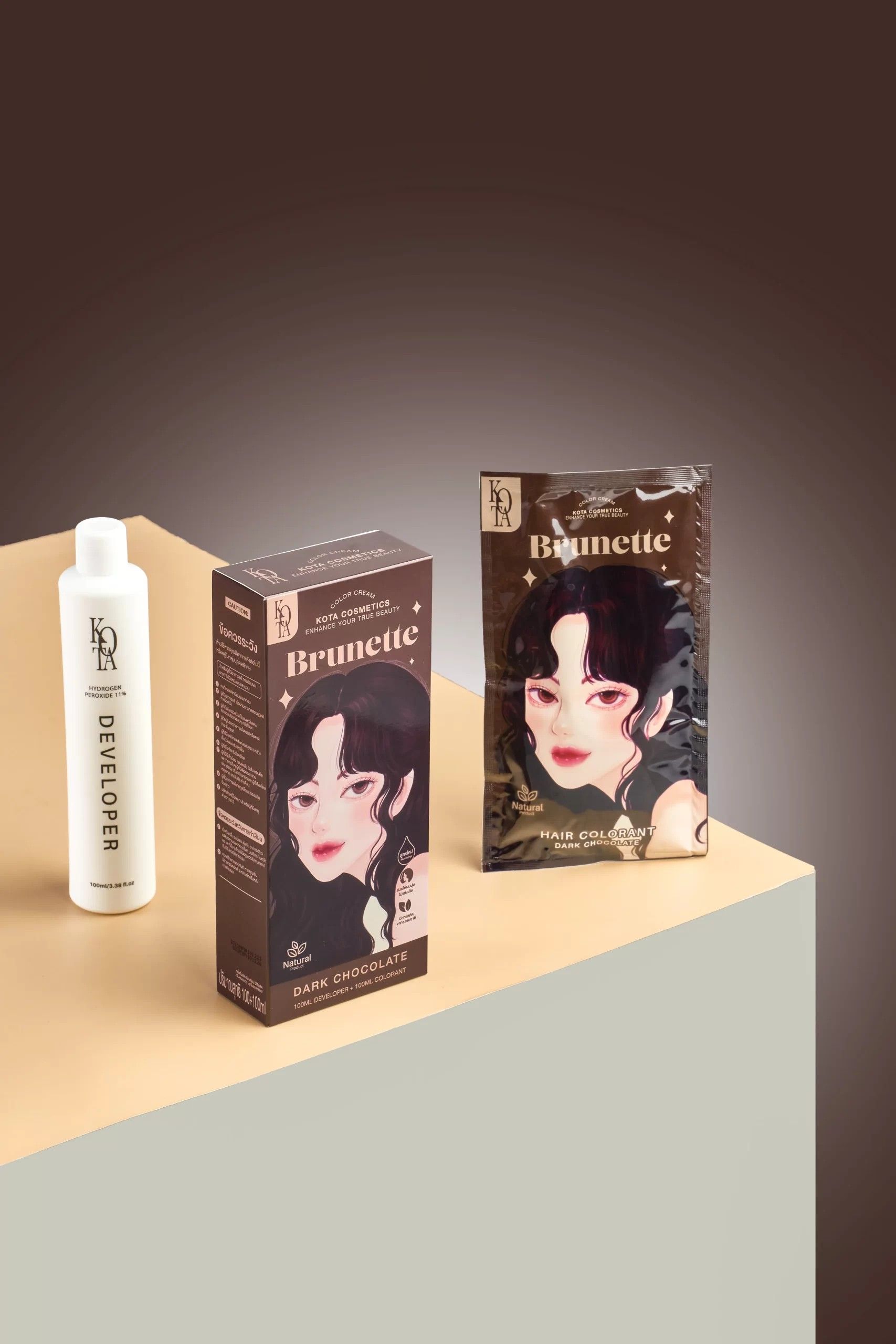 Kota - Hair Dye Permanent Colorant (200ml) - Brunette (Dark Chocolate) | Wholesale Hair Dye Singapore_1